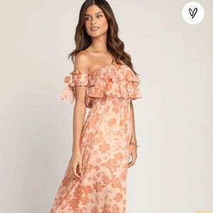 Love and Blooms Blush Floral Print Off-the-Shoulder Dress Lulus Dress